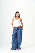 Wide Leg Denim Pants - Blue