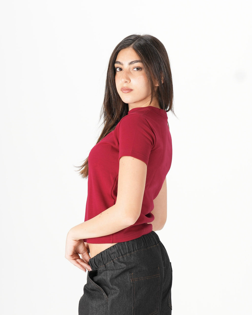 Short Sleeve Top – Burgundy