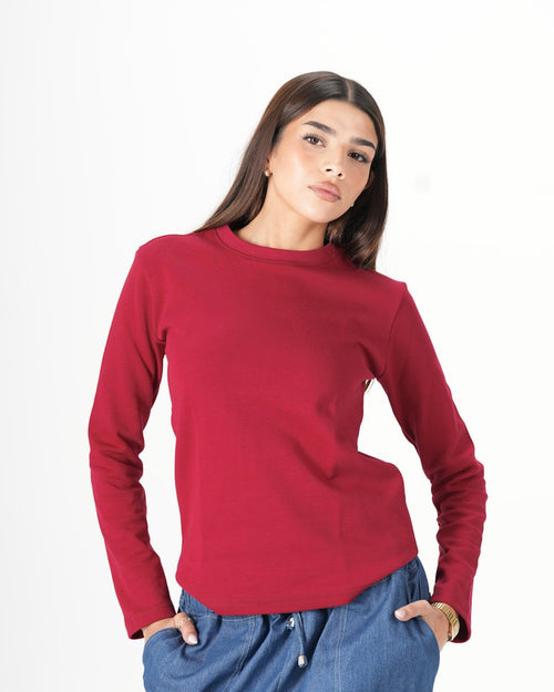Long Sleeve Top – Burgundy