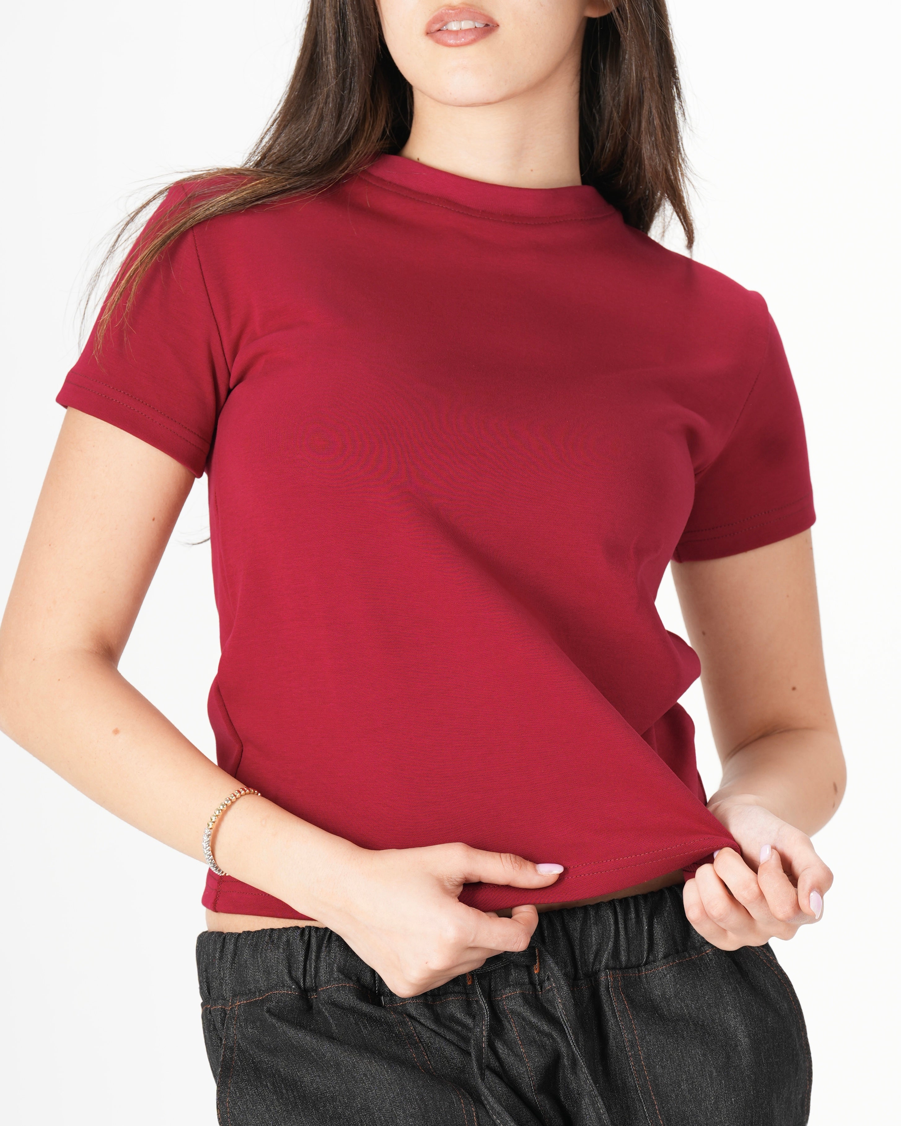 Short Sleeve Top – Burgundy