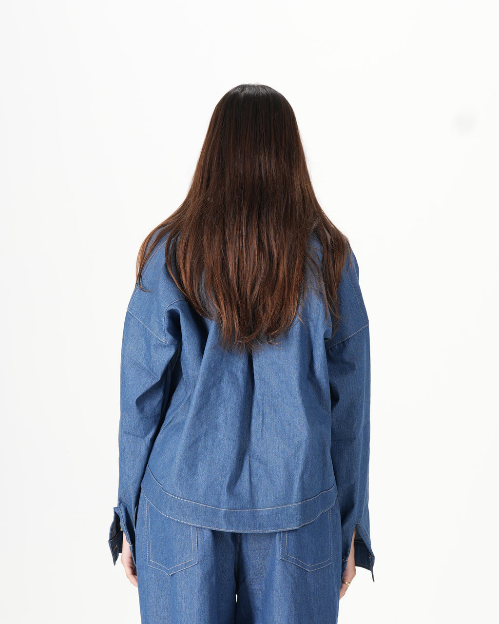 Cropped Denim Shirt - Blue